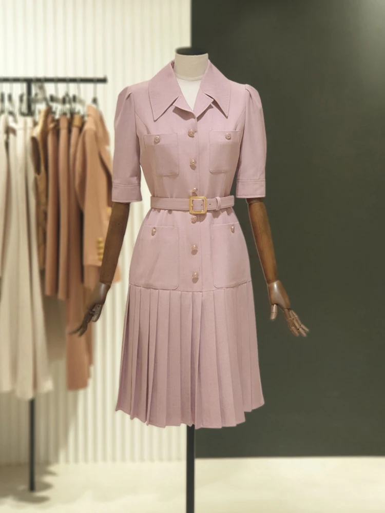 

Faionable Belted Waist Suit Dr Casual Design Sensation OL Sle Spring Summer New Arrival High Waist A-Line Midi Skirt