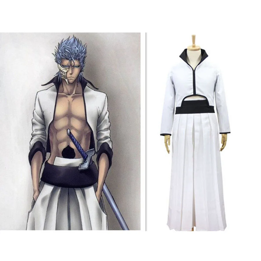 Anime Grimmjow Jeagerjaques Cosplay Costume Wig Shoes Mask Outfits Halloween Carnival Party Sets For Men Women Custom Made