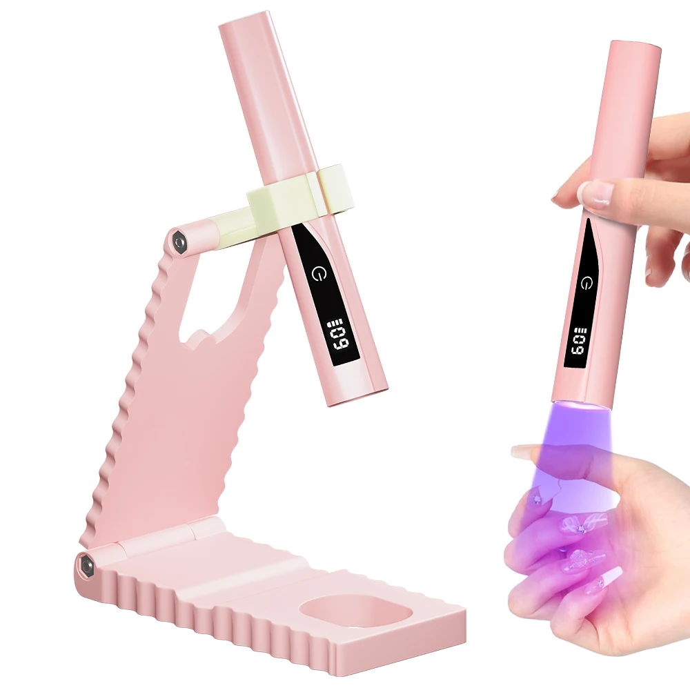 Luz UV para uñas con temporizador, soporte y indicador ajustables, mini lámpara LED para uñas de mano, secador de uñas recargable para decoración de uñas DIY
