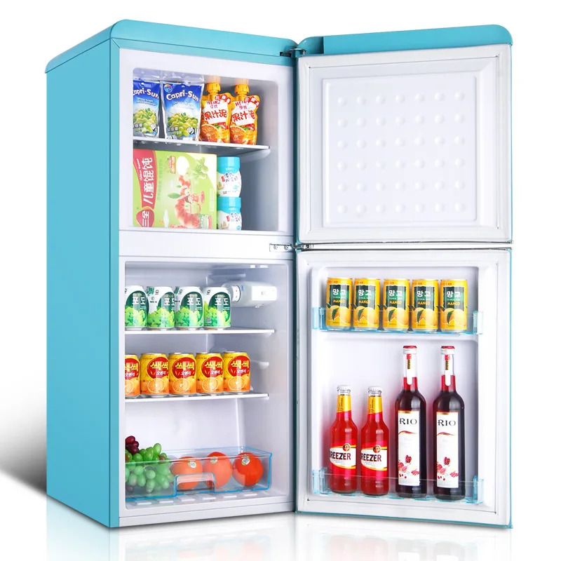 Household Small Double Door Refrigerated Refrigerator Office Small Retro Refrigerator