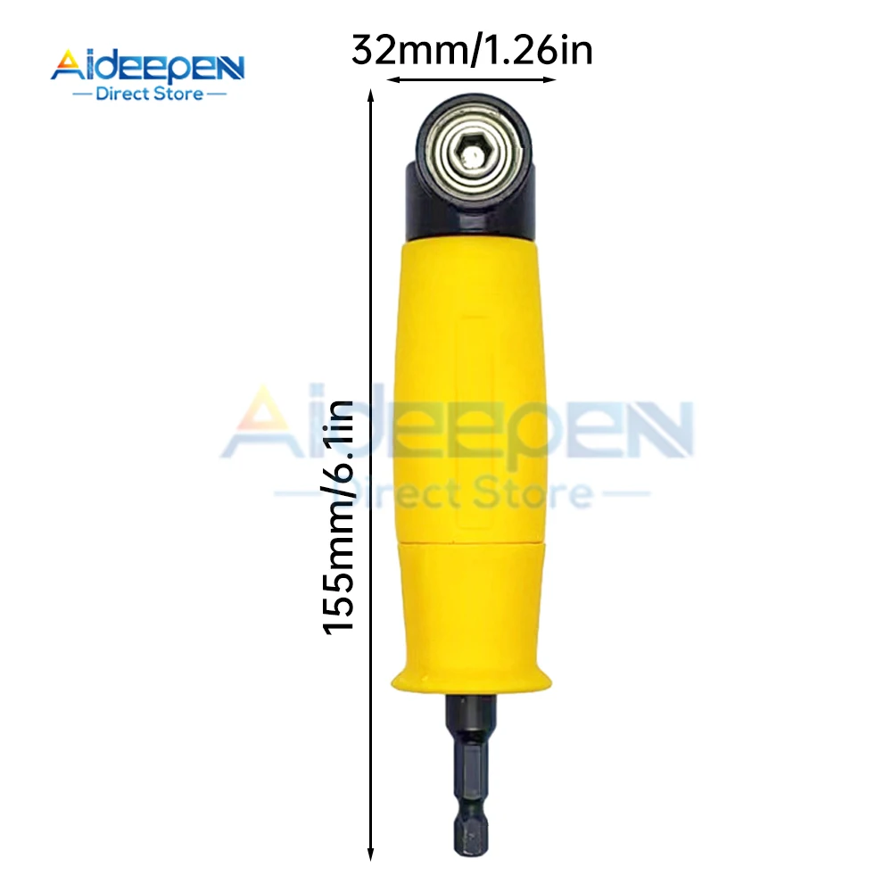 90 Degree Electric Screwdriver With Yellow Extended Hexagonal Handle And High Torque Universal Drill Screwdriver Head