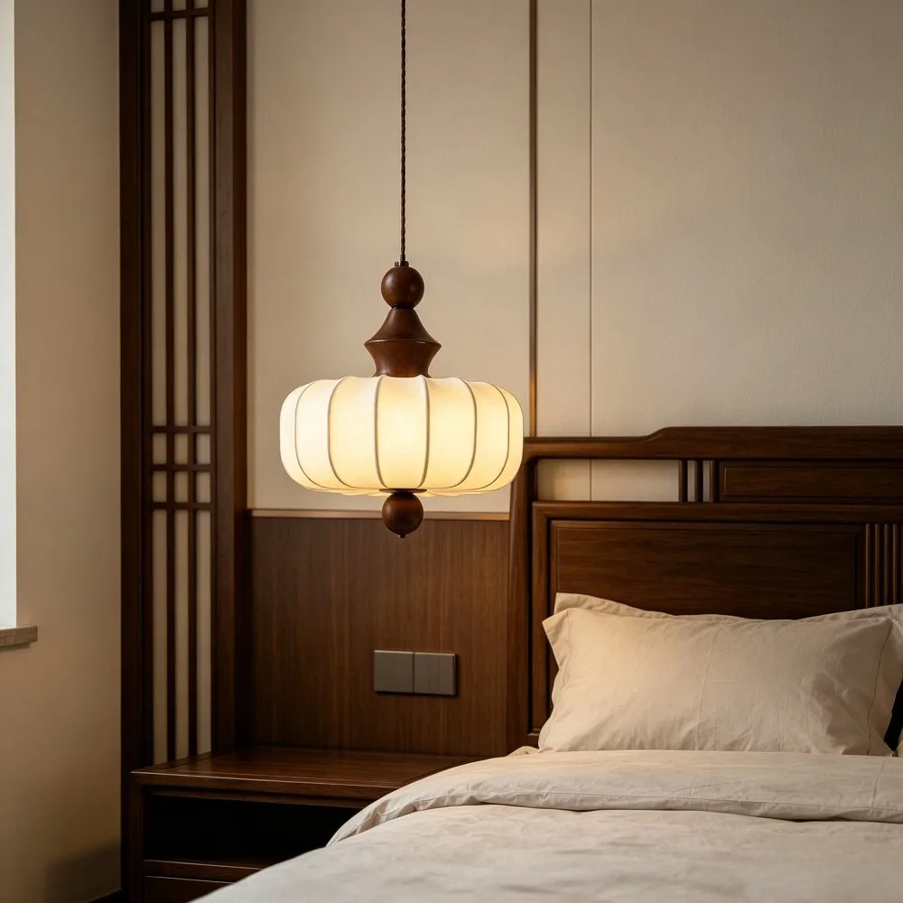 French Minimalist Fabric Pendant Light Medieval Personalized Ceiling Light Living Room Restaurant Bedroom Decor Creative Pendant