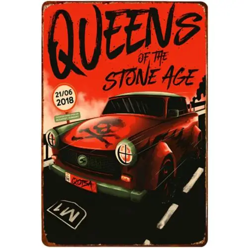 1 pcs,Queens Of The Stone Age Metal Sign  Retro Wall Decor 2018 Concert Tour