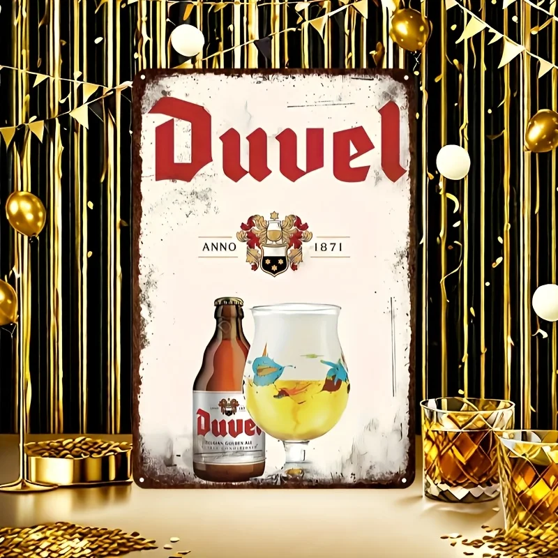  Duvel Vintage Metal Sign, , Pre-Drilled, Weather-Resistant Iron Wall Art, Retro Home, Bar, Restaurant, Garage Decor, Multi-Purp