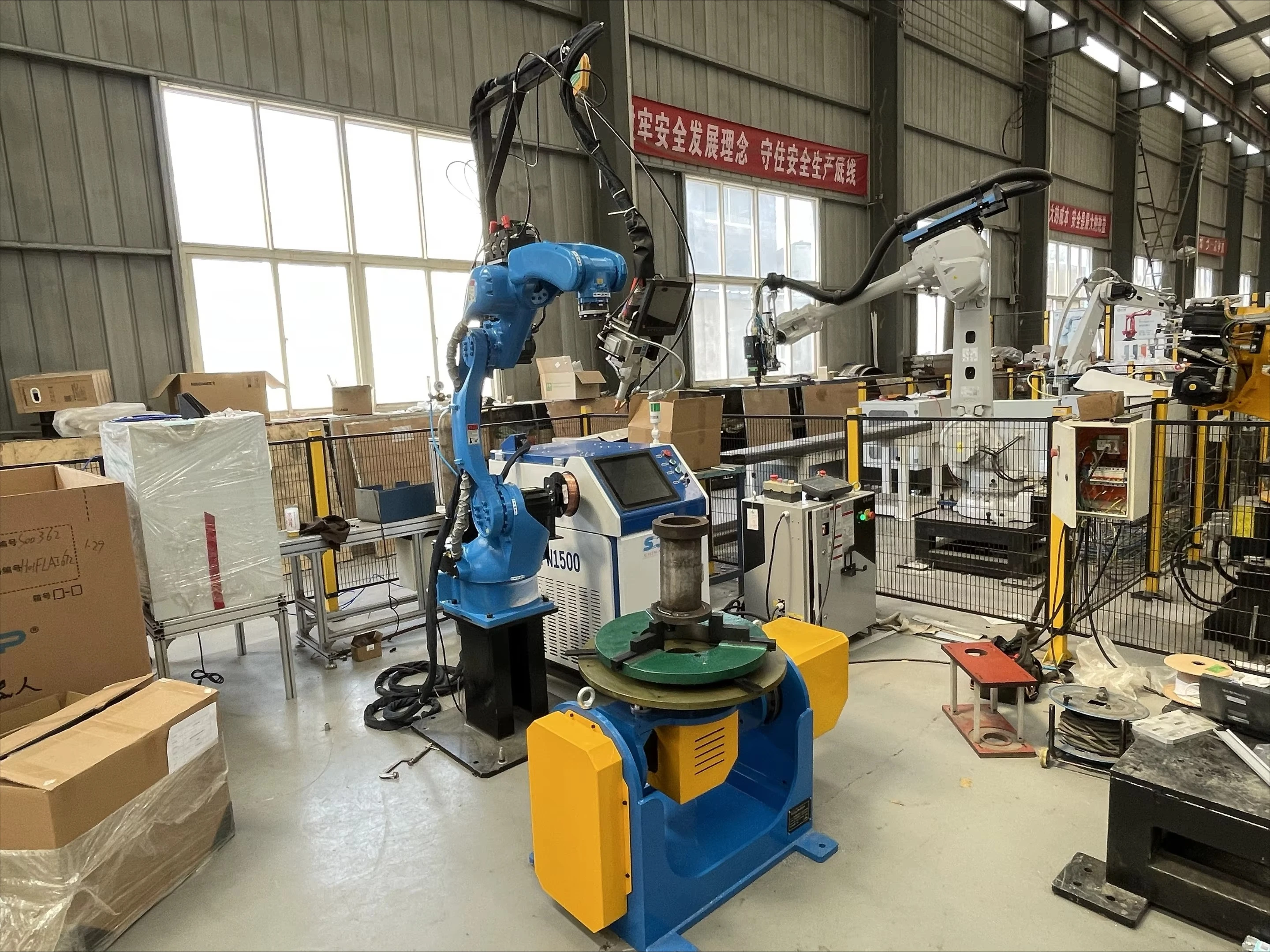 Supercnc Automatic Pipe Flange Welding Rotating Table Platform 300kg Welding Robot with Track and Rotating Table