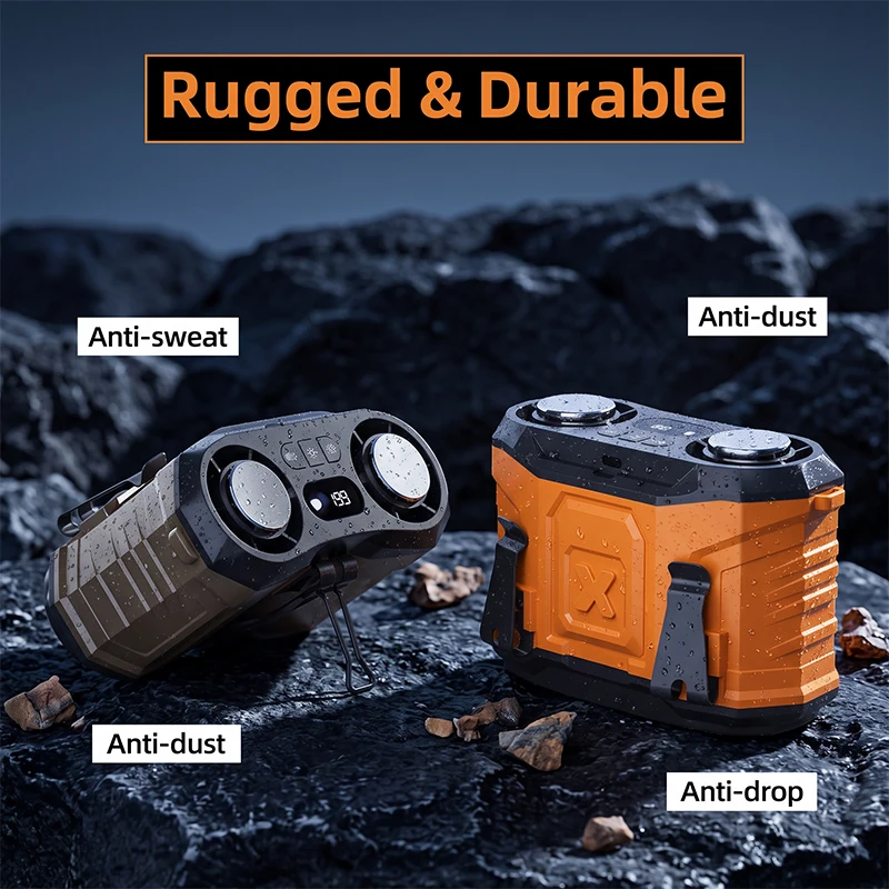Fish Finder Battery - Tragbarer Outdoor-Taillenventilator mit Doppelturbine, starkem Wind,