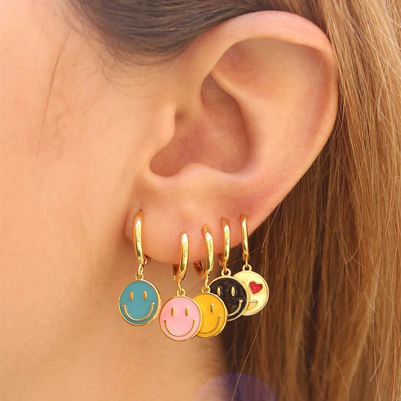 TIANDE Gold Color Round Dangle Earrings for Women Colorful Enamel Piercing Drop Pendant Earrings 2023 Fashion Jewelry Wholesale