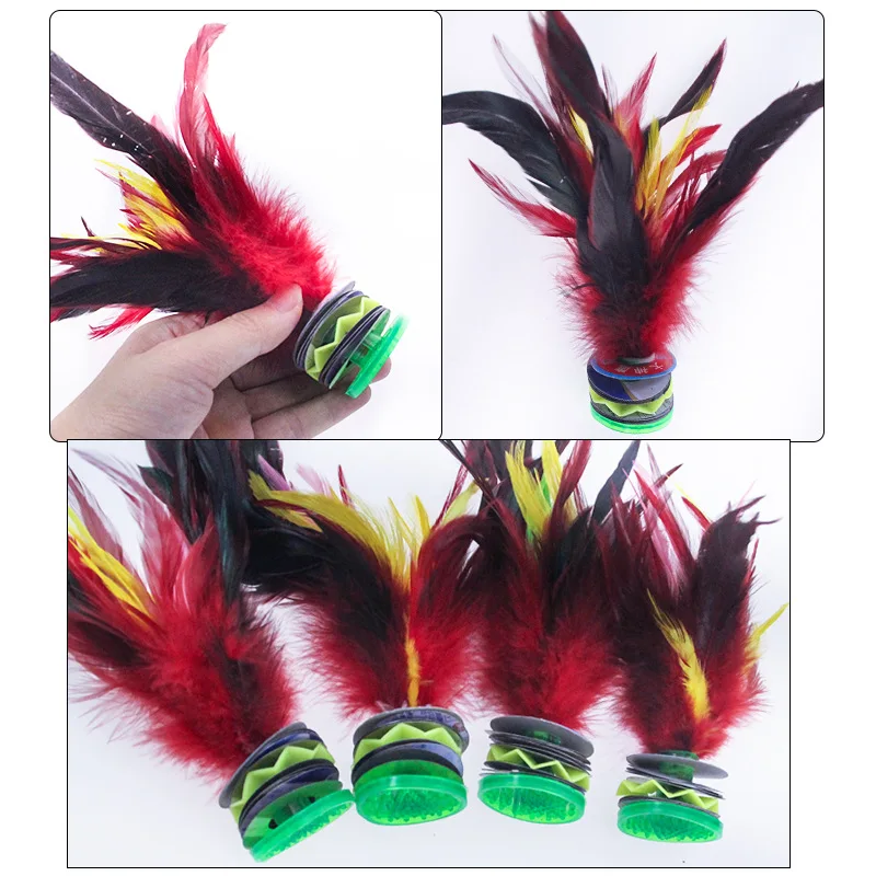 1pcs Feather ลูกขนไก่สีสัน Feathers ลูกขนไก่แบบพกพาเตะ Handwheel Feather ลูกขนไก่ฟิตเนสความบันเทิง