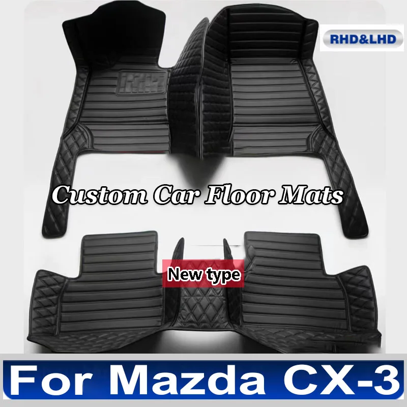 Car Floor Mats For Mazda CX-3 CX3 DK 2016~2022 Leather Luxury Mat Protective Rug Carpet Set Auto Interior Parts Car Accessories