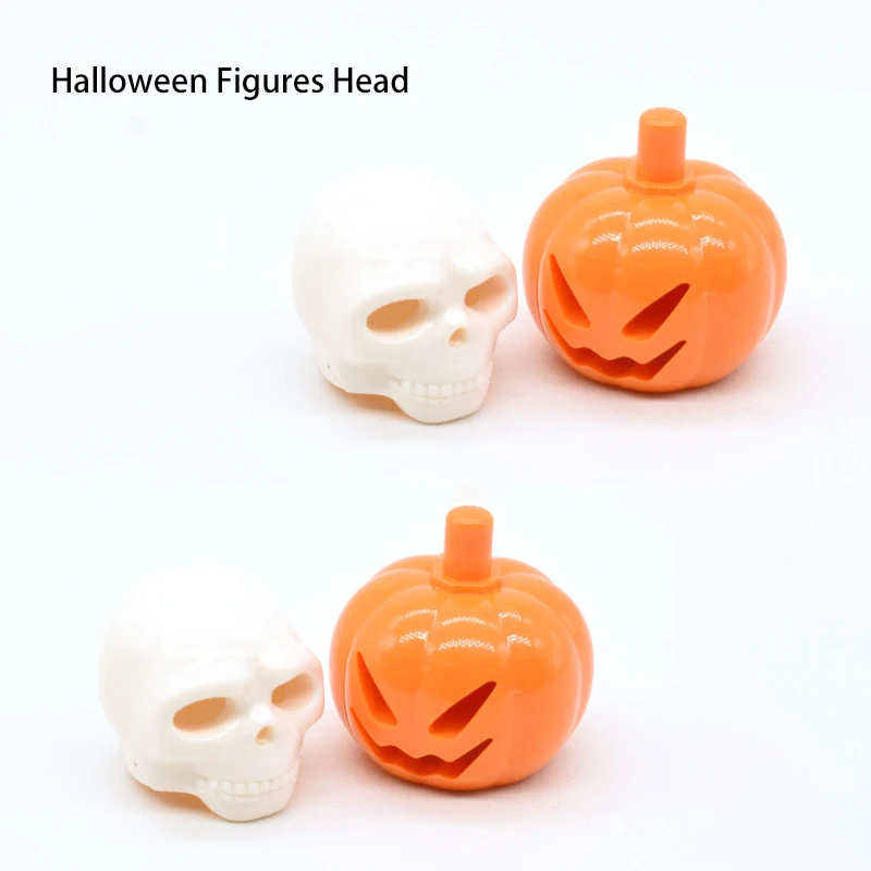 Halloween MOC Little Man Creative Headgear Building Blocks Pumpkin Head Skeleton Head Bricks Toys Kids Gift Compatible With LEGO