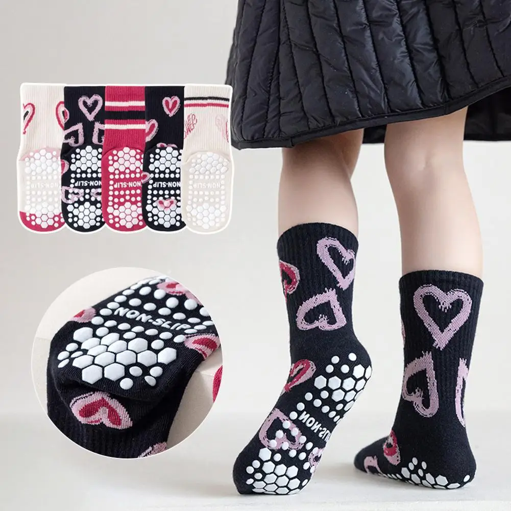 5 Pairs Socks Children's Winter Mid Calf Socks Personalized Love Sweat Absorbent Pink Street Long Tide Socks