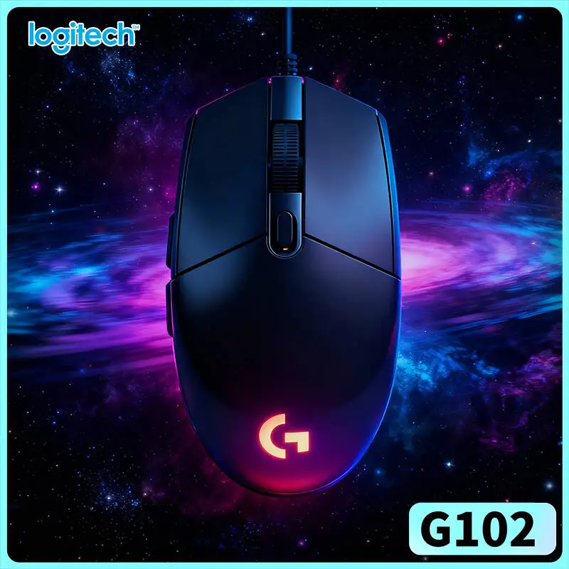 Logitech G102 Wired Mouse, HERO Sensor, 8x Faster Response, RGB Backlit, 6 Customizable Keys for Office Tasks