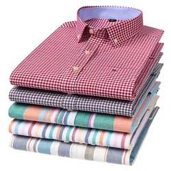 Camisa de marca de negocios para hombre, camisas de vestir informales de algodón a cuadros, ajustadas, de manga larga, con botones, moda 2024