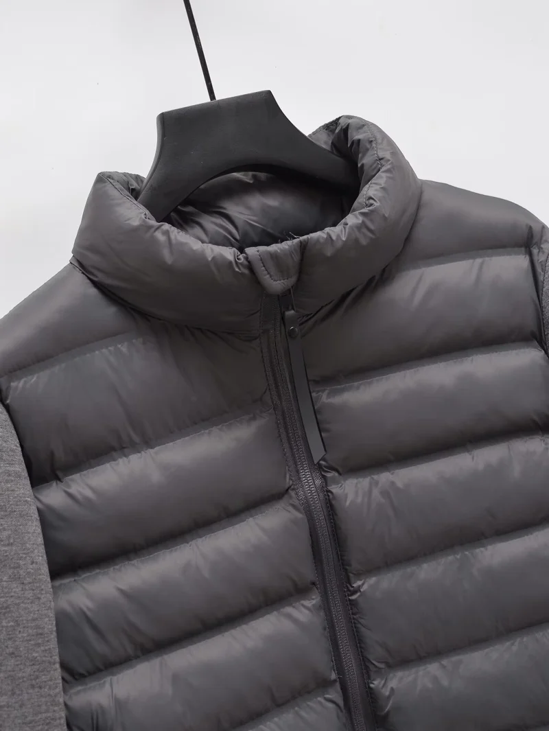 ETJ 2025 Damen Herbst- und Winter-Freizeitjacke, Kurze Sportjacke für Outdoor-Aktivitäten, Leichte, Warme, Gesteppte Jacke mit Kontrastärmeln – Detail 19