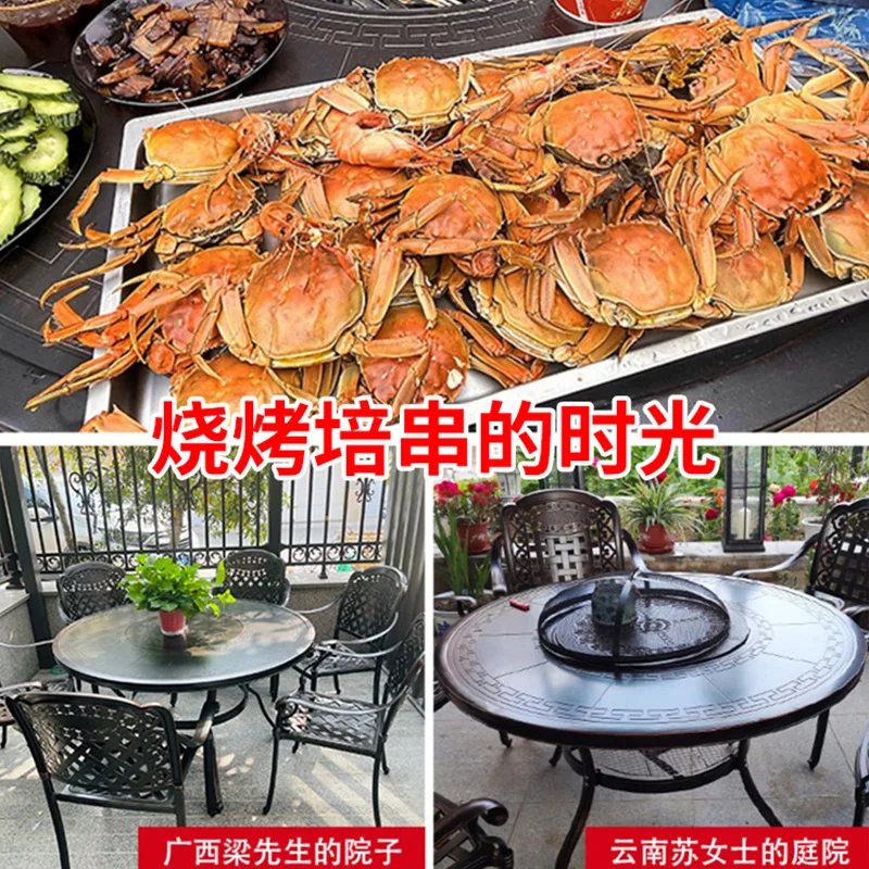 Outdoor barbecue tables and chairs cast aluminum charcoal grill courtyard terrace villa outdoor leisure wrought iron household