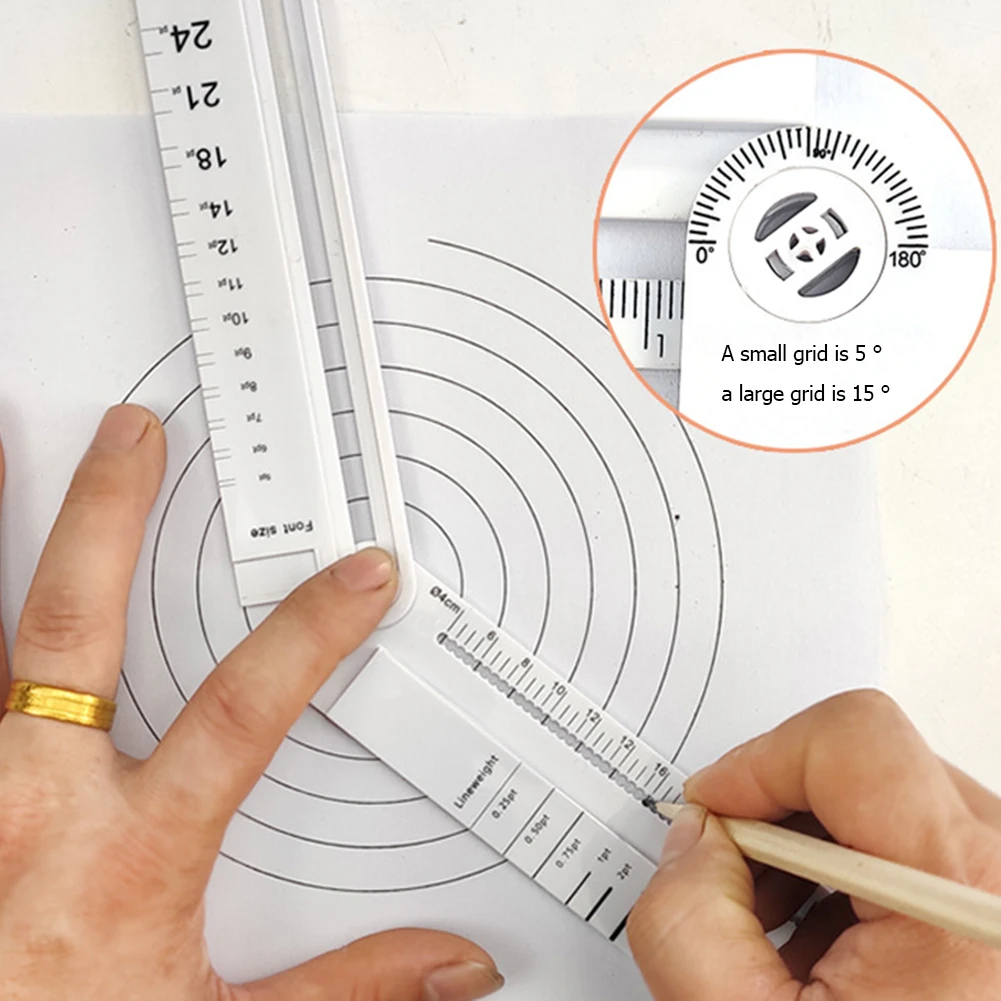 Regla de dibujo multifunción, herramienta de medición de matemáticas geométricas, reglas de enseñanza de dibujo DIY