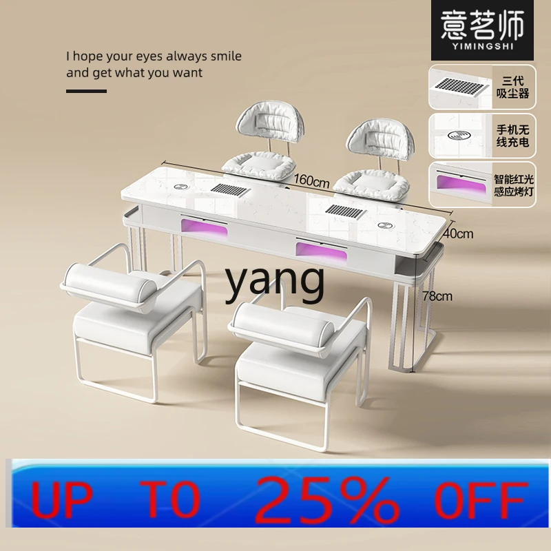 Lmm Cream Wind Nail Art Table High Power Vacuum Cleaner Nail Art Special Table and Chair Set