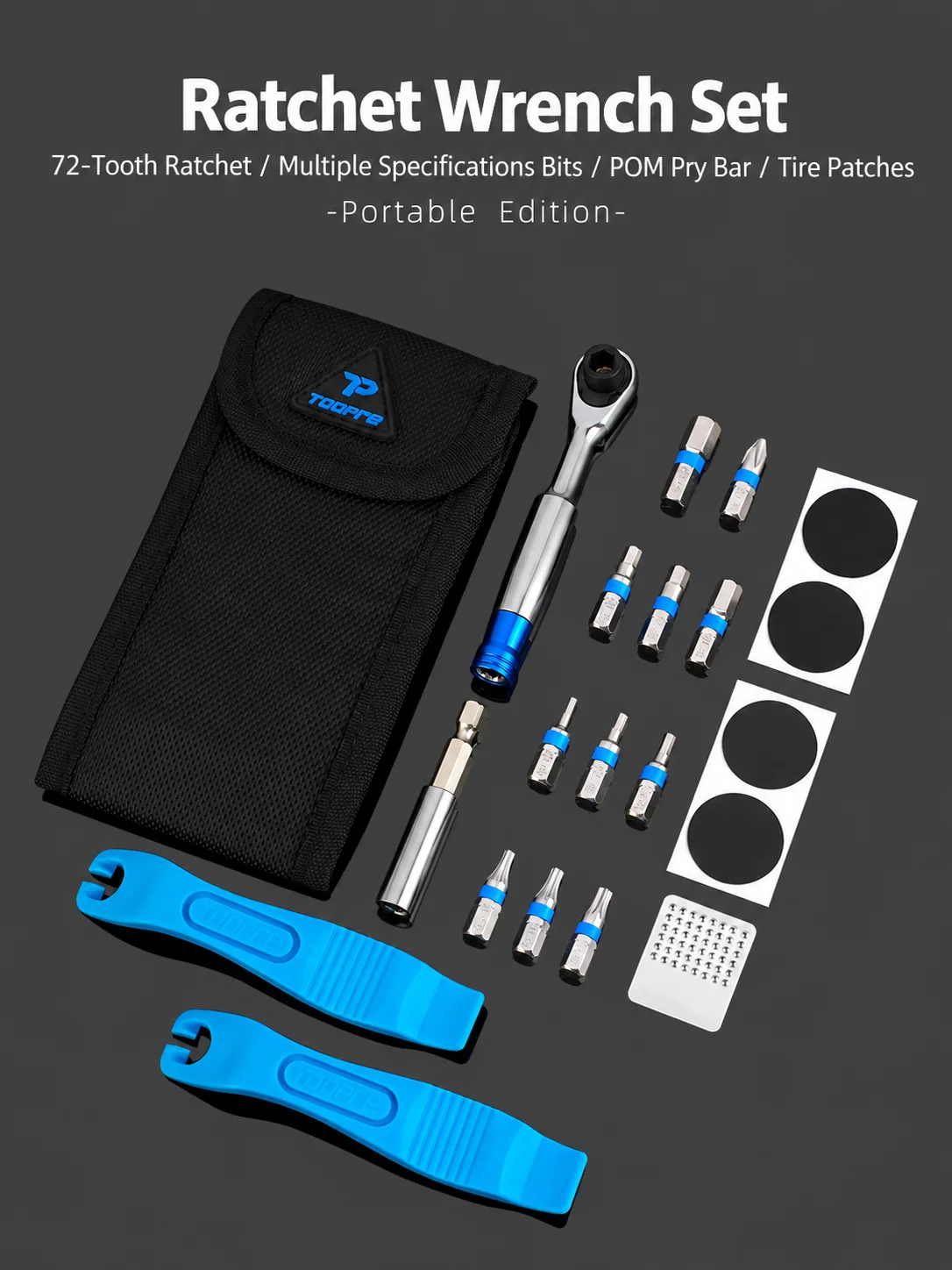 Portable Bike Ratchet Repair Tool Kit Multi Function Bicycle Wrench Set with Tire Repair Tools for Road Mountain Bike