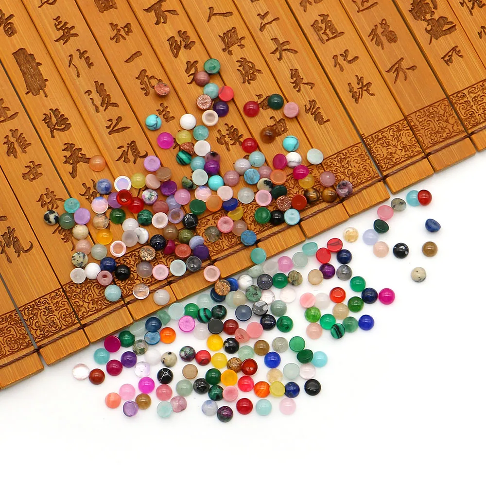 

Cabochon Natural Stone Loose Bead 3/4/5mm Round Polished Malachite Dalmatian Jasper Rings Surface Jewelry Accessory Random 10pcs