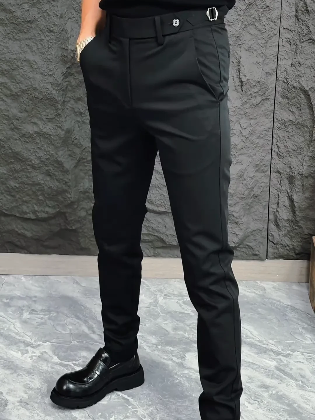 

Высококачественные мужские повседневные брюки: новинка весна-осень, универсальные, модные, зауженного кроя, со средней посадкой, на пуговицах