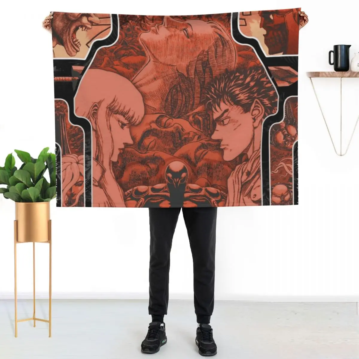 Anime about Man with a Big Sword and Man in the Form of a Hawk with Egg of the King Throw Blanket Luxury Thicken Custom Blankets