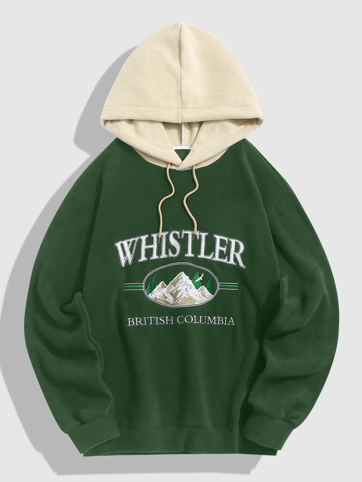 ZAFUL Streetwear Colorblock Letter Mountain Stickerei Polar Fleece Vintage Hoodie