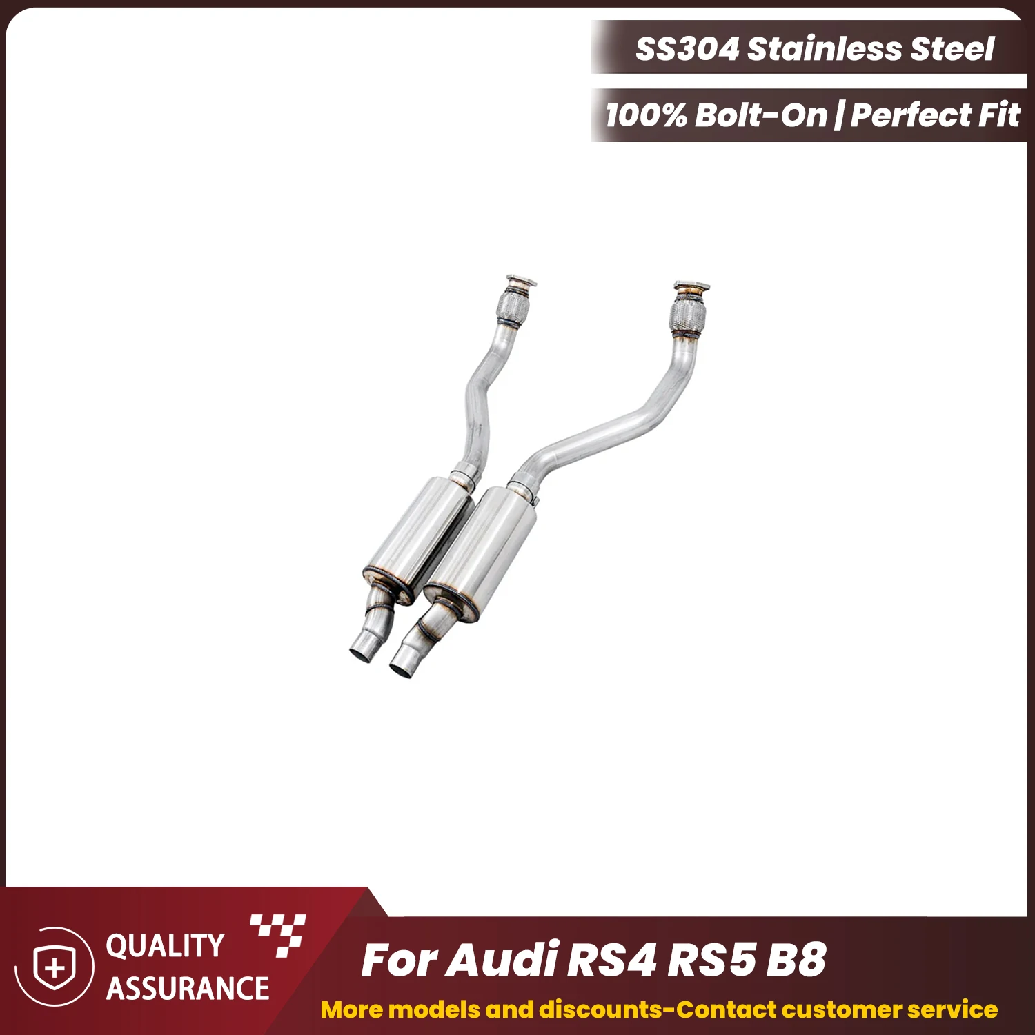 

ECCF Sports Resonant tube With Resonators For Audi RS4 RS5 B8 Aggressive Exhaust Sound High Flow Performance Upgrade