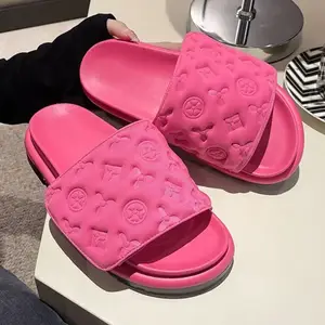 Summer New Luxury Designer Women s Thick Sole Slippers Outdoor Fashion Beach Sandals Embossed Printing Home Women s Shoes AliExpress