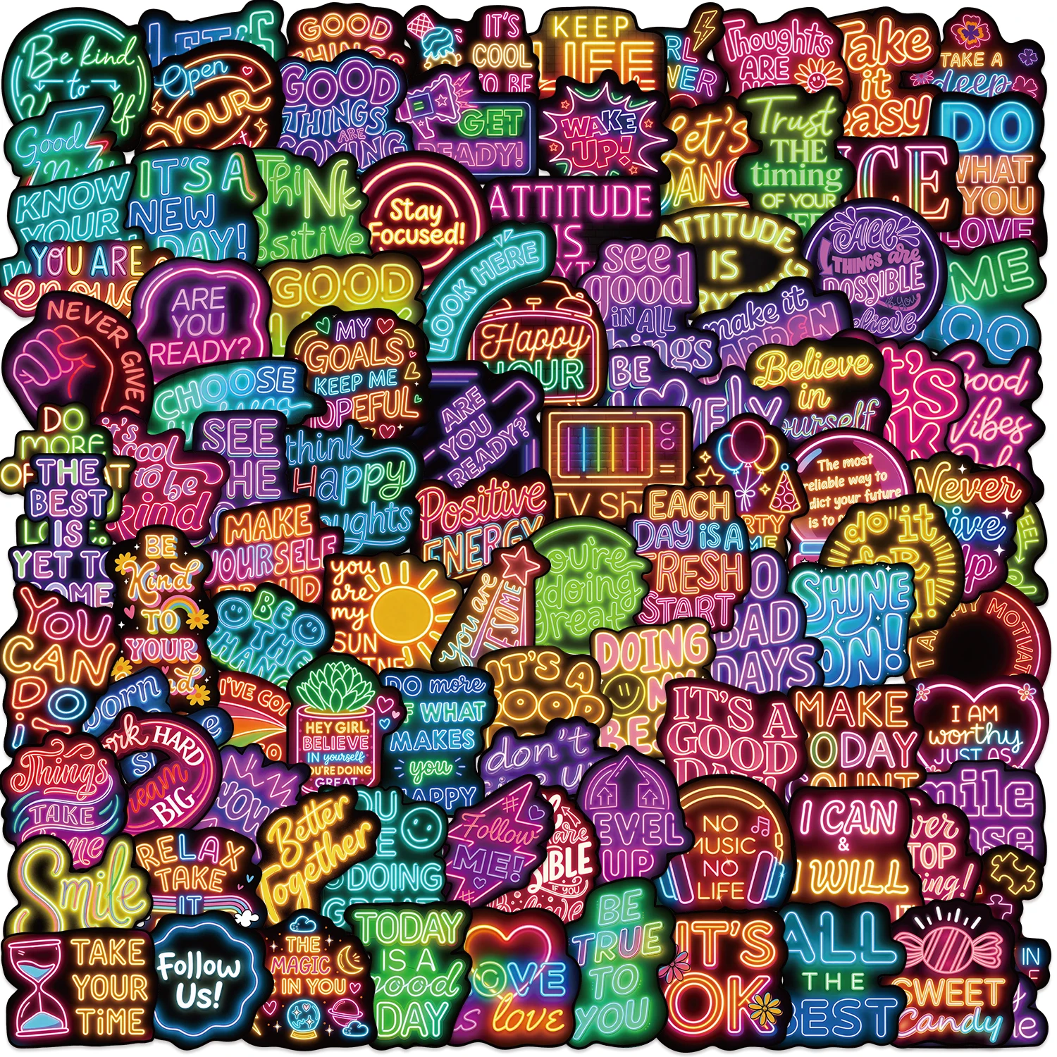 Kids Toys Quotes - 100pcs Positive Affirmation Quote Neon Aesthetics