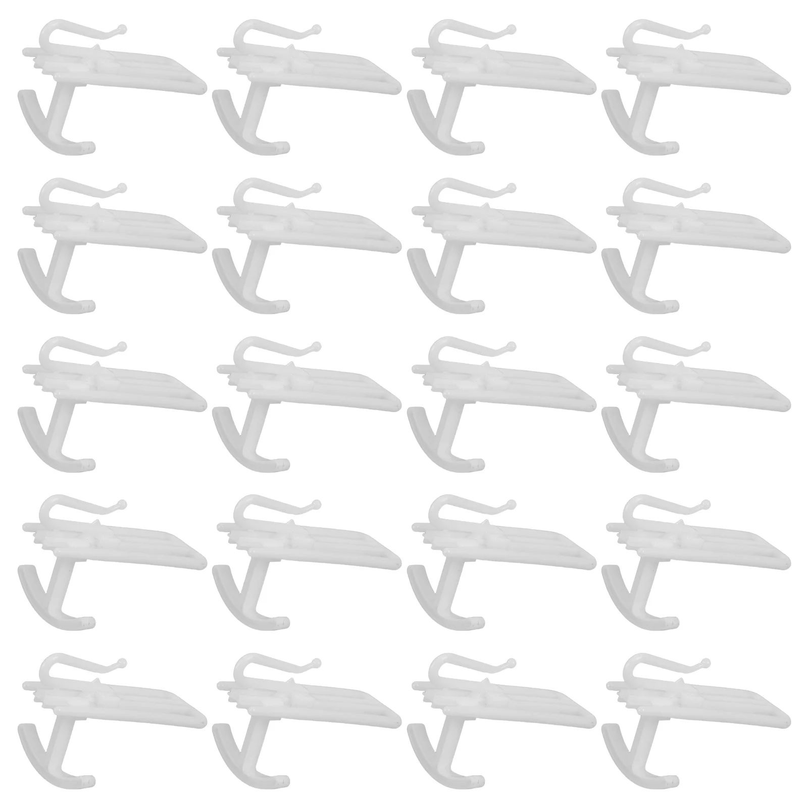 

20Pcs Adjustable Plastic Curtain Hooks White Reusable Pleat Hooks Flexible Height for Living Room Bedroom Drapery Accessories
