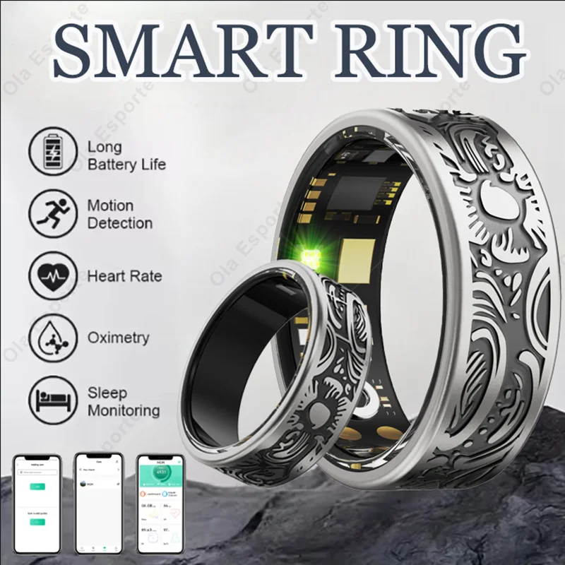 

Умное кольцо для мужчин и женщин: мониторинг здоровья, частоты сердечных сокращений, уровня кислорода в крови, сна, мультиспортивный режим, водонепроницаемость, подсчет шагов.