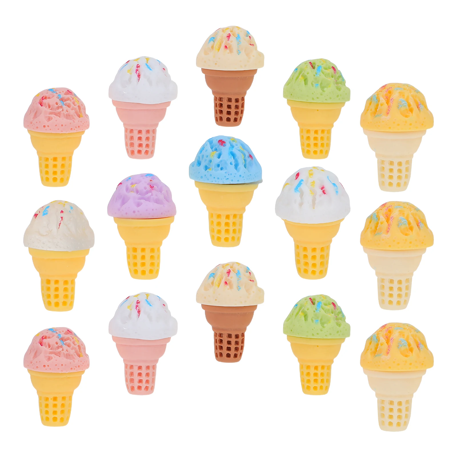 

27pcs Miniature Ice Cream Cones Realistic Resin Food Crafts For Pretend Play Kitchen Accessories Kids Toddler Mini Dessert Decor
