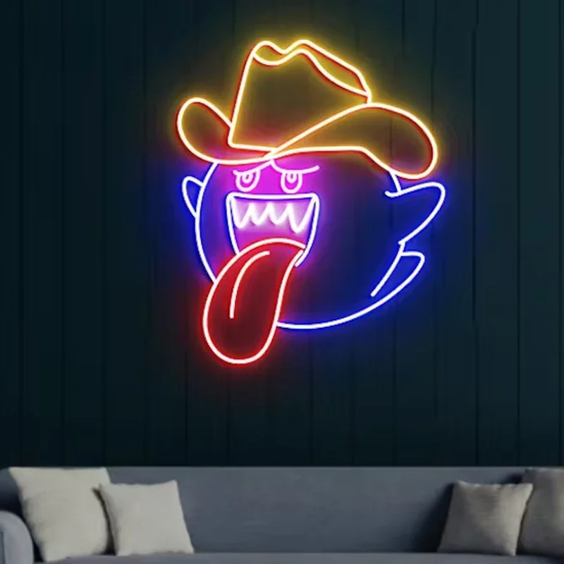 Cowboy Boo Anime Neon Light Custom Neon Sign Led Cartoon Shape Room Decor Kawaii Style Neon Bar Children Wall Hang Decoration