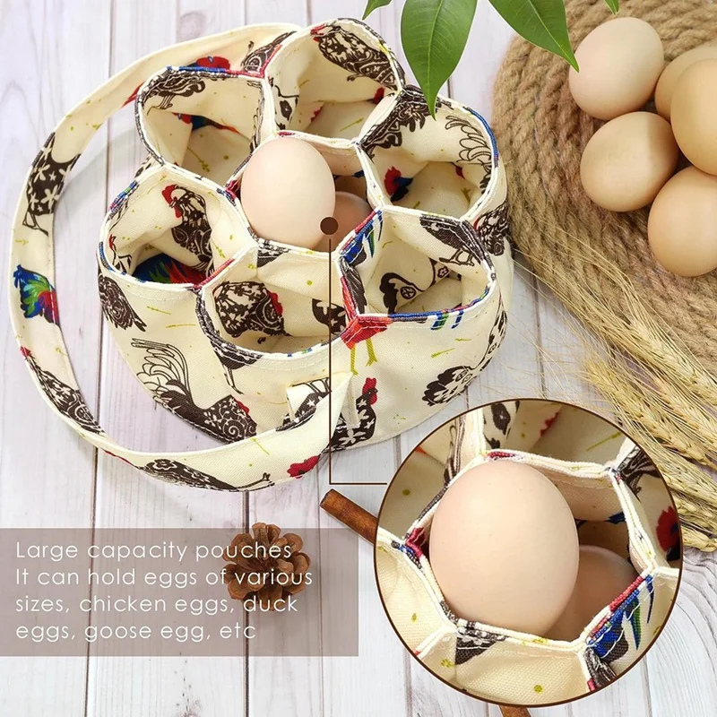 2Pcs Eggs Collecting Basket With 7 Pouches Eggs Gathering Basket Canvas Egg Bags For Eggs Collecting Eggs Bags Reusable