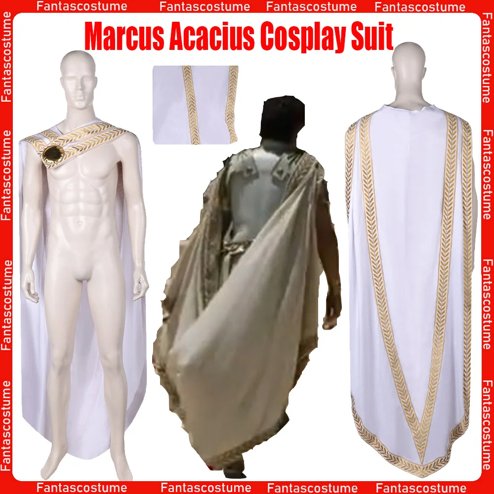 Marcus Cosplay Acacius Gewaad Kostuum Film Gladiator Rollenspel Witte Mantel Mannelijke Mannen Outfits Halloween Carnaval Party Fantasia Pak