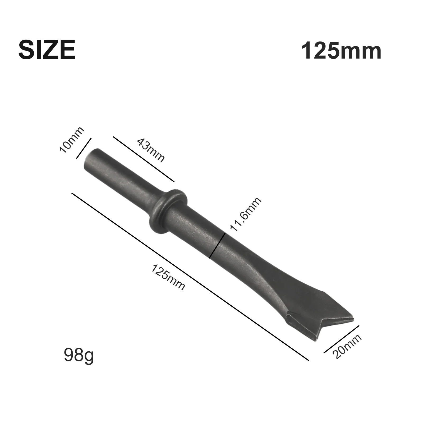 삽 삽끝 강철 소재 뾰족한 V형 평평한 녹 제거 녹 제거기 125/175mm 초승달 모양