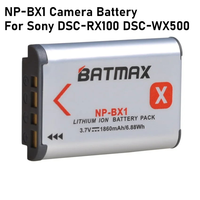 1860mAH NP-BX1 Camera Battery with LCD Charger for Sony DSC-RX100 DSC-WX500 IV HX300 WX300 HDR-AS15 X3000R MV1 AS30V HDR-AS300