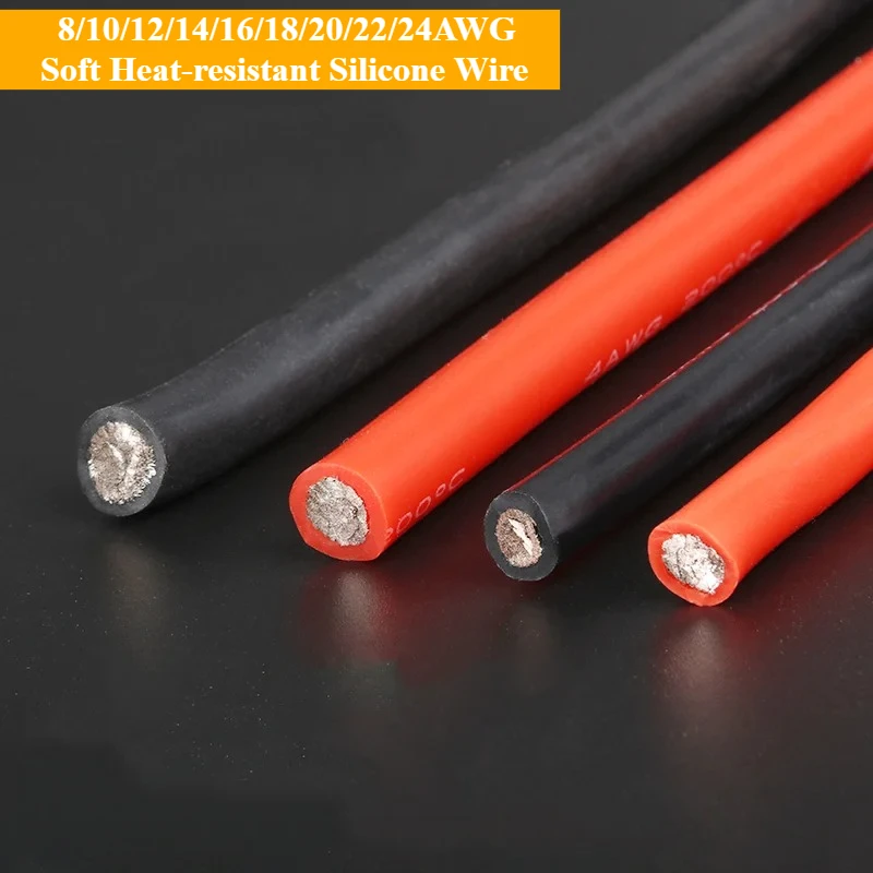 8/10/12/14/16/18/20/22/24AWG Ultra Macio Resistente ao Calor Fio de Silicone Fios Elétricos Cabo de Componente Eletrônico DC Led Expandir