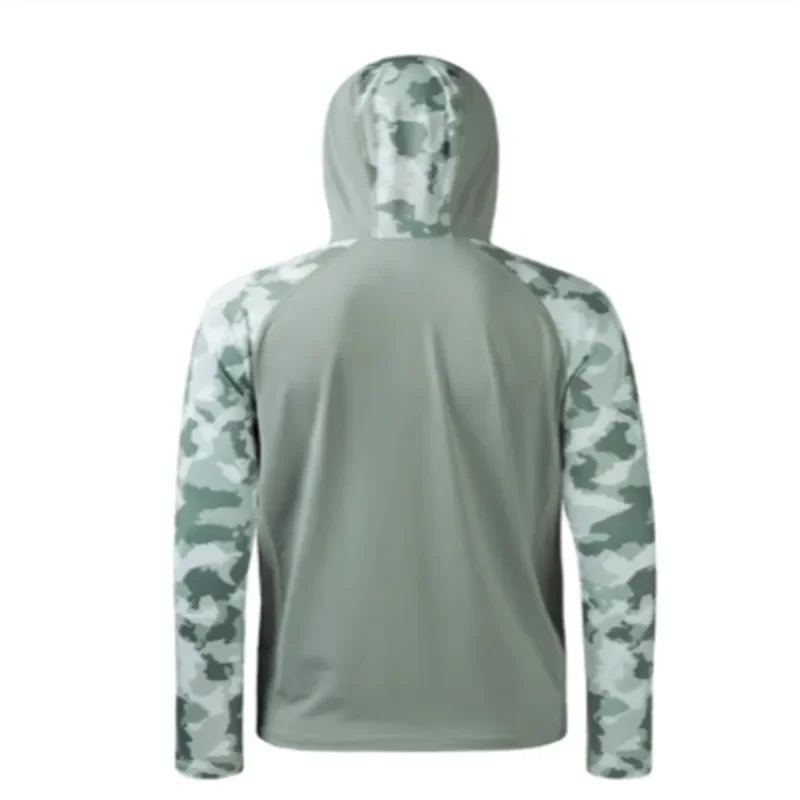 Long Sleeve Windproof Sun Protective Jerseys High-Quality Round Neck Quick-Drying Hooded  Printing Fishing Clothing Men's