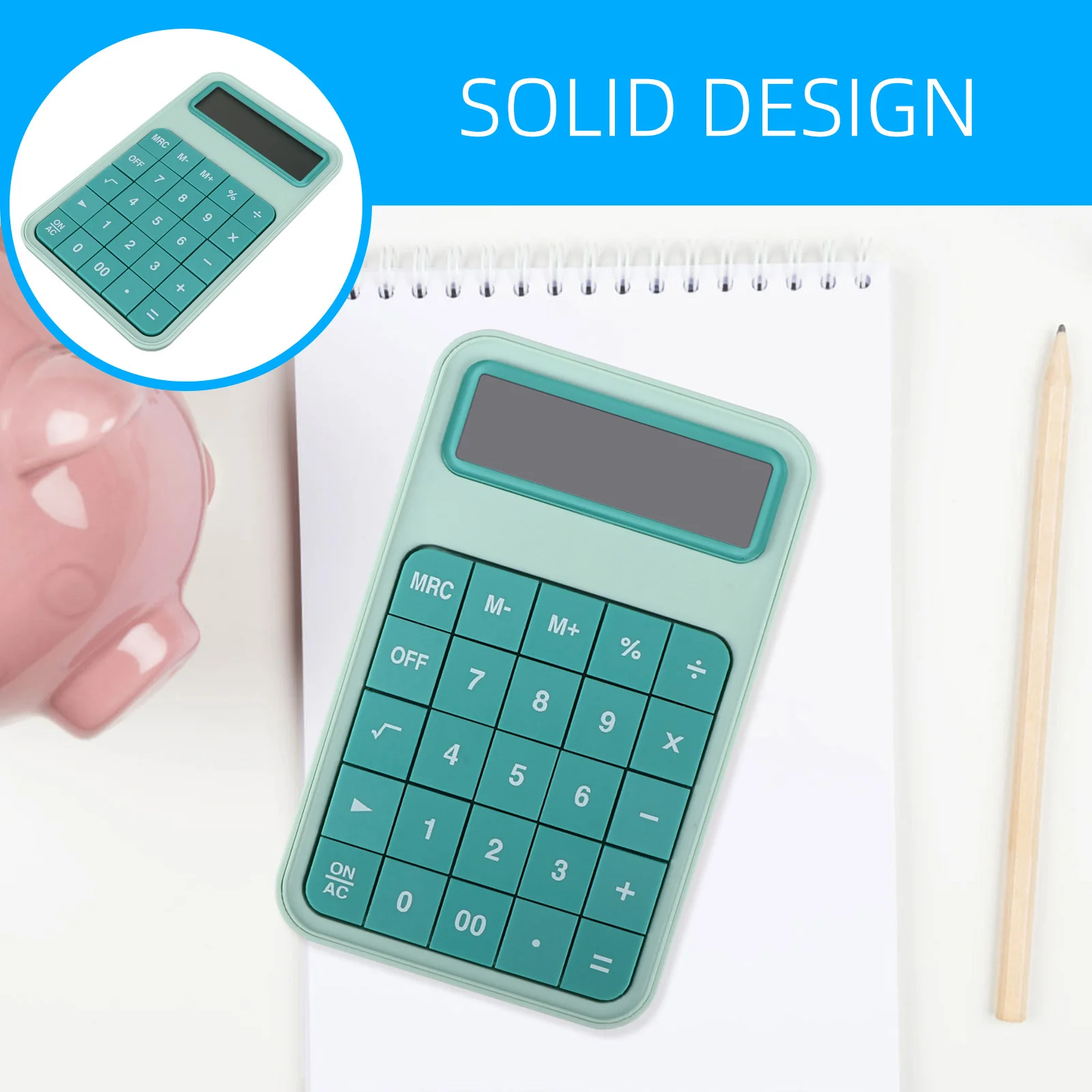 

12 LCD Calculator Portable Office Desktop Simple Calculation Aids Large Screen Display Detachable Buttons Students
