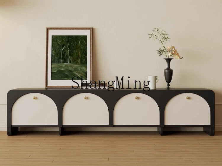 

CL Retro Black TV Cabinet Living Room New Internet Celebrity Integrated Wall-Mounted TV Cabinet