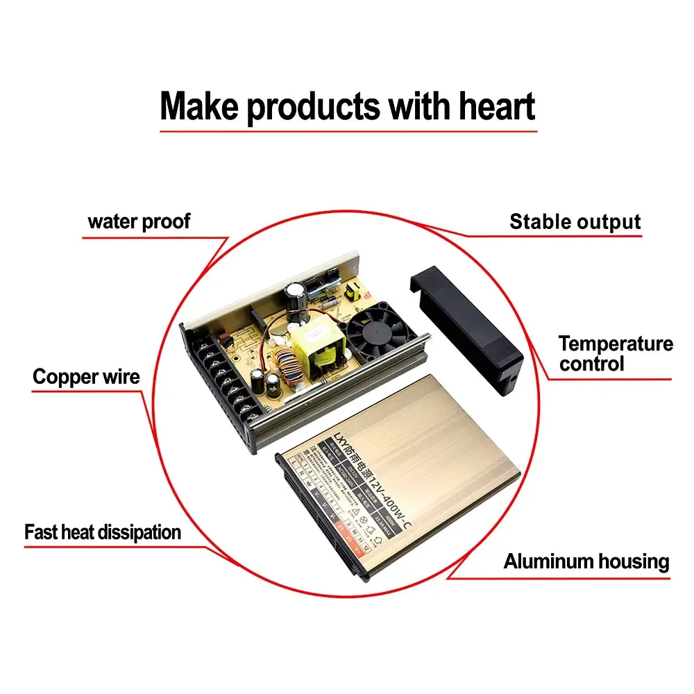 220v To 12v Power Supply Unit Transformer 220v To 12v 24v 5v 200w 250w 300w 350w 400w 500w  LED Driver Rainproof Transformers