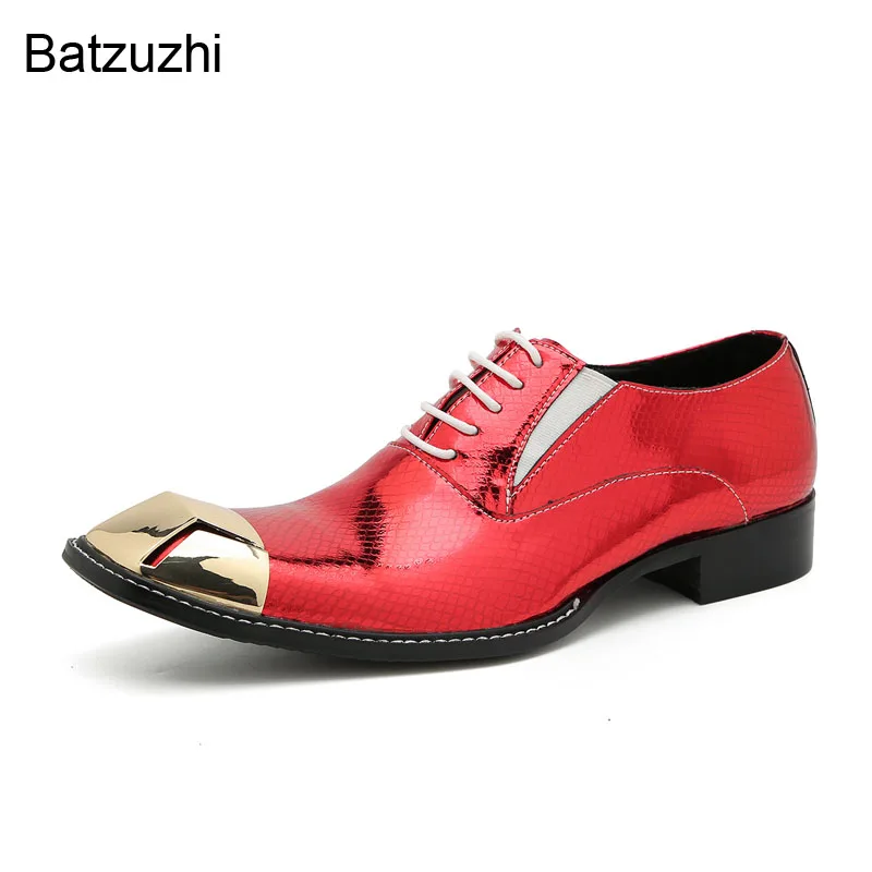 Batzuzhi Luxury Men's Leather Dress Shoes Men Fashion Men's Shoes Lace-up Silver Business, Party and Wedding Shoes Male, US6-12
