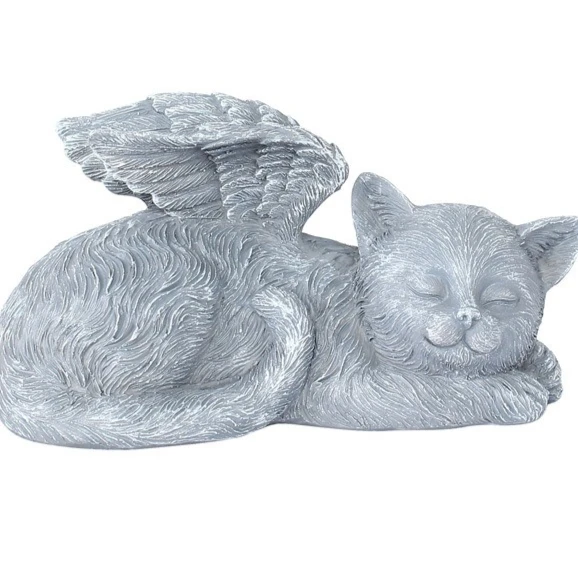 Angel Cat Dog Garden Deco Resin Statue of Relaxing Sunbathing Pets Outdoor Indoor Decorative Figurine for Yard Patio Home Cute