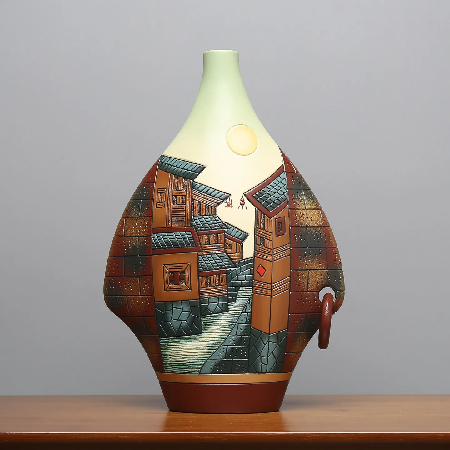 Colorful ceramic vase Yunnan Lijiang handmade decorative handicrafts Bogu rack wine rack Chinese element small ornament