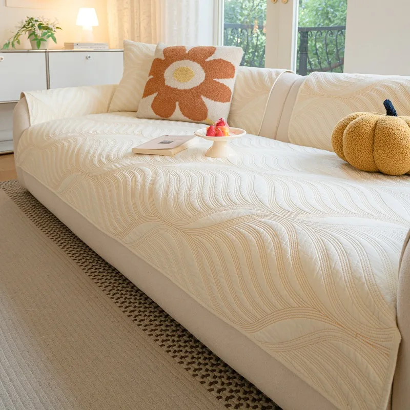 

Small Fresh Sofa Cover Cloth Simple Modern Anti Slip Sofa Cushion Cover Skin Friendly and Comfortable Suitable for All Seasons