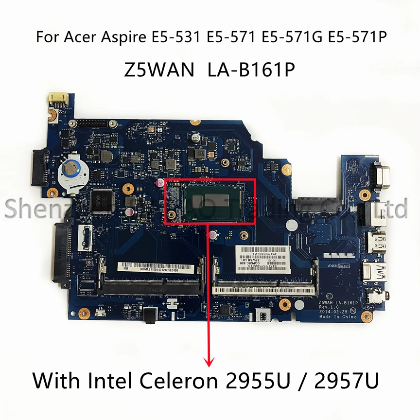 Z5WAH LA-B161P For Acer Aspire E5-531 E5-571 E5-571G E5-571P Laptop Motherboard With Intel CoRe i3 i5 i7 CPU DDR3 100% Test Well