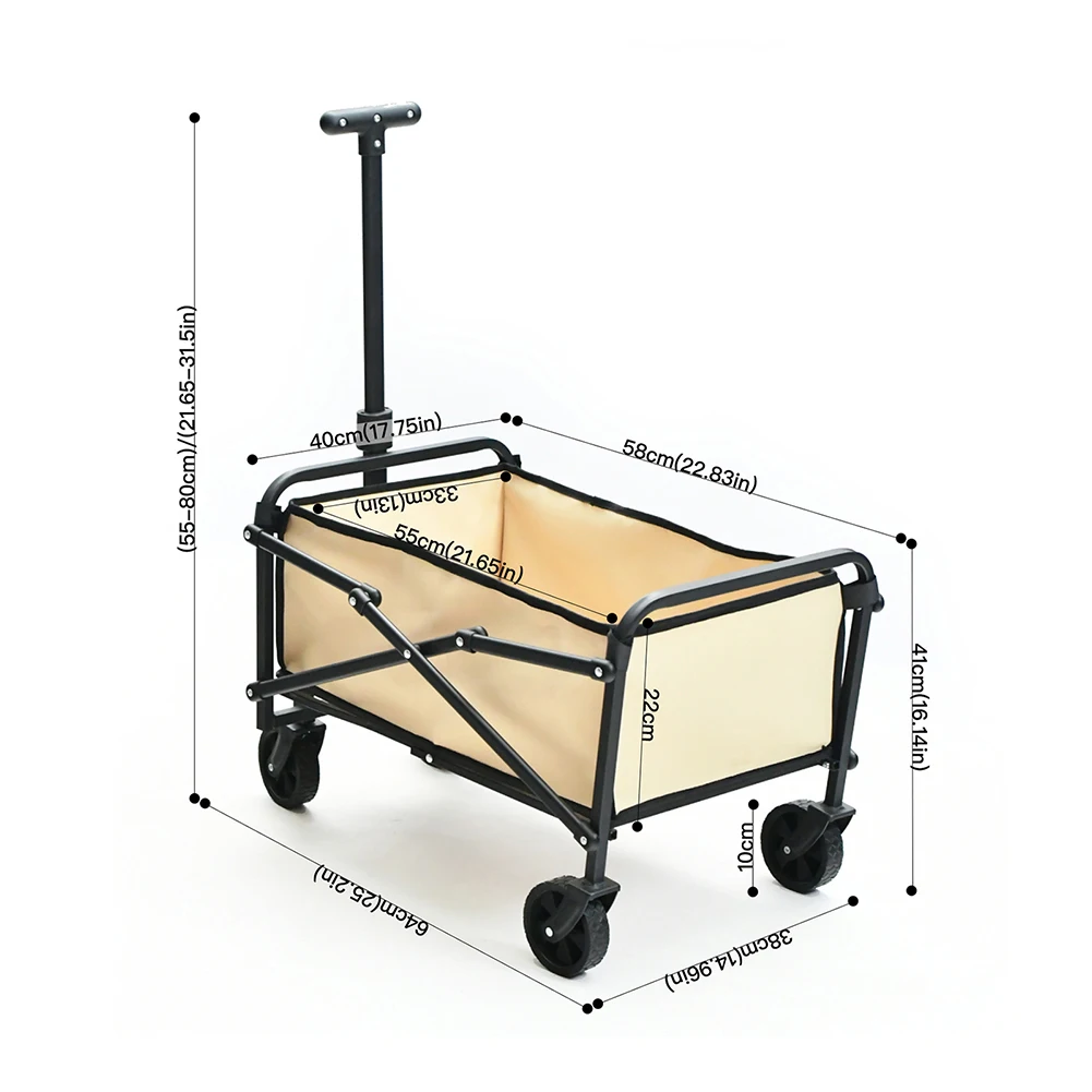 Collapsible Small Picnic BBQ Camping Storage Cart Outdoor Folding Trolley Garden Cart with Wheels for Camping Beach Garden Wagon