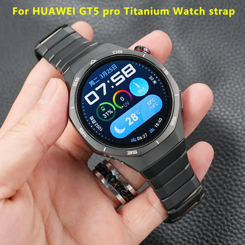 For HUAWEI GT5 pro Titanium Metal Watch strap 22mm Men's Gray Black Curved End Smart Watchband Quick release Bracelet attachment