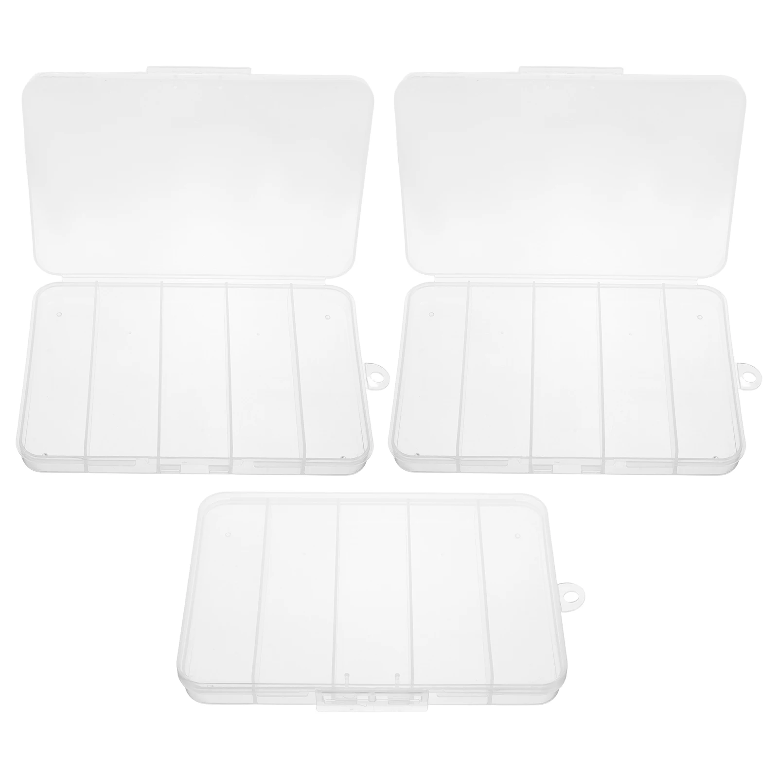 

3 pcs 5-Grid Clear Plastic Tool Organizer Box Storage Container For Crafts Beads Earrings Fishing Tackle Small Parts Trinket